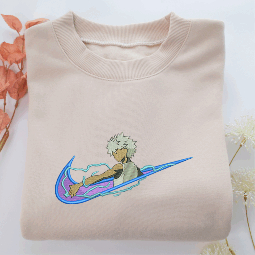 Killua Zoldyck Swoosh v2 Nike Embroidered Sweatshirt, Nike Movie Inspired, Best Gifts Idea For Him Her