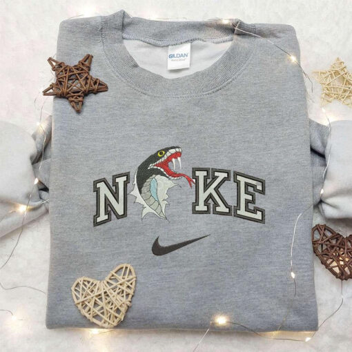 King Cobra Snake x Nike Embroidered Sweatshirt Animal Embroidered Shirt Nike Inspired Embroidered Shirt