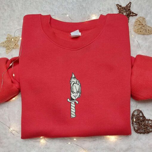 Knife Chucky Embroidered Hoodie Horror Characters Embroidered Sweatshirt Best Gifts for Halloween Lovers