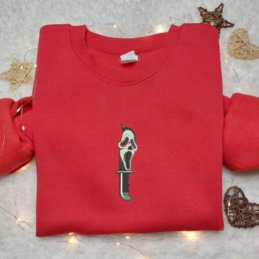 Knife Ghost Face Embroidered Hoodie Horror Characters Embroidered Sweatshirt Best Gifts for Halloween Lovers 6