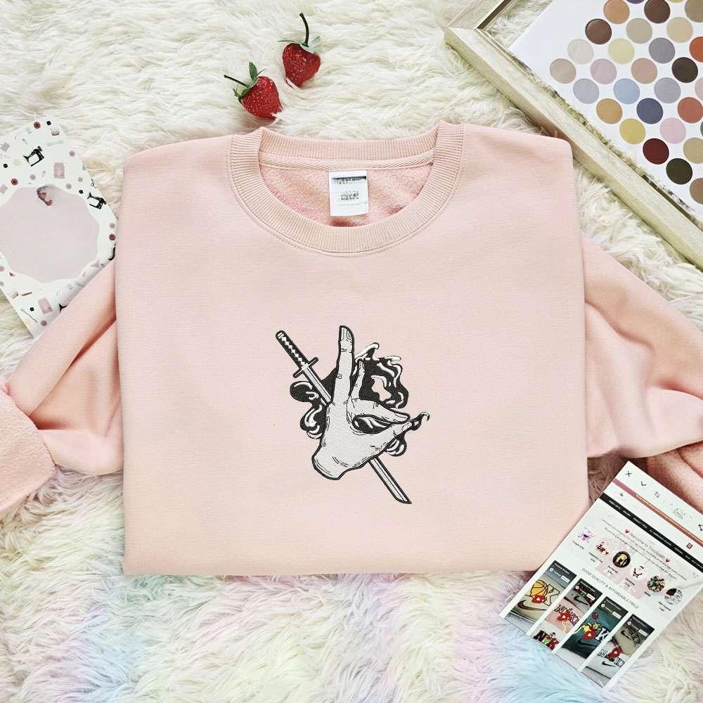 Kon Hand Sign Aki Chainsaw Man Anime Embroidered Shirt , Anime Embroidered T-shirt Sweatshirt Hoodie, Inspired Anime Movie, Best Gift for Anime Fans