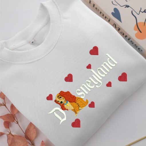 Lady Dog Disneyland Embroidery, Disneyland Embroidered Sweatshirt, Movie Disney Inspired, Best Gifts Idea For Him Her - Image 2