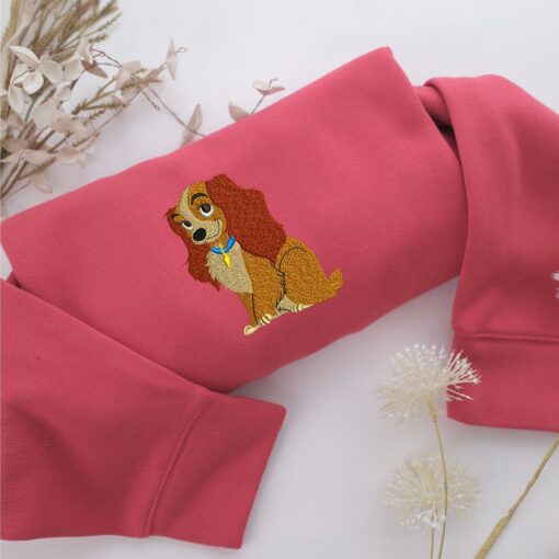 Lady Dog Embroidery, Disneyland Embroidered Sweatshirt, Movie Disney Inspired, Best Gifts Idea For Him Her - Image 4