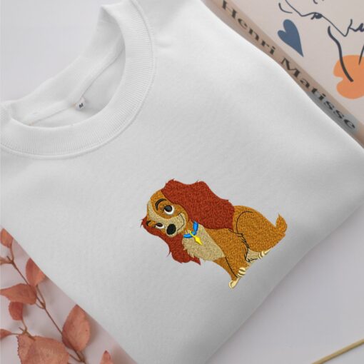 Lady Dog Embroidery, Disneyland Embroidered Sweatshirt, Movie Disney Inspired, Best Gifts Idea For Him Her - Image 2