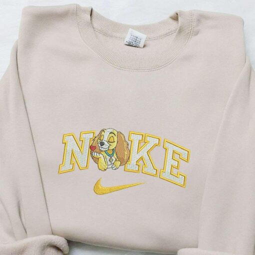Lady x Nike Cartoon Embroidered Hoodie Disney Character Embroidered Hoodie Best Birthday Gift Ideas