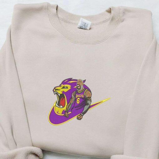 Lakers Lion x Nike Swoosh Embroidered Shirt Sports Embroidered Hoodie Best Gifts For Family