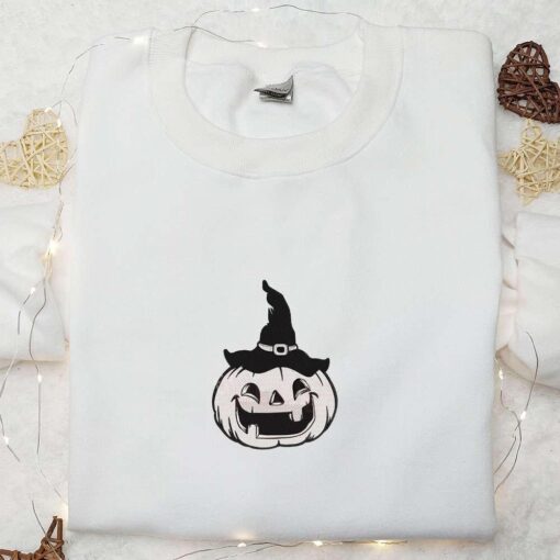 Laughing Halloween Pumpkin Embroidered Shirt Funny Halloween Embroidered Shirt Cool Halloween Embroidered Shirt