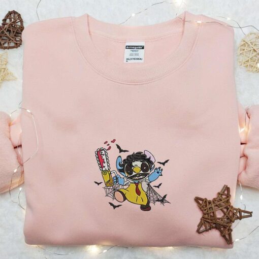 Leatherface Stitch Embroidered T shirt Lilo And Stitch Disney Embroidered Hoodie Best Gift Ideas For Family