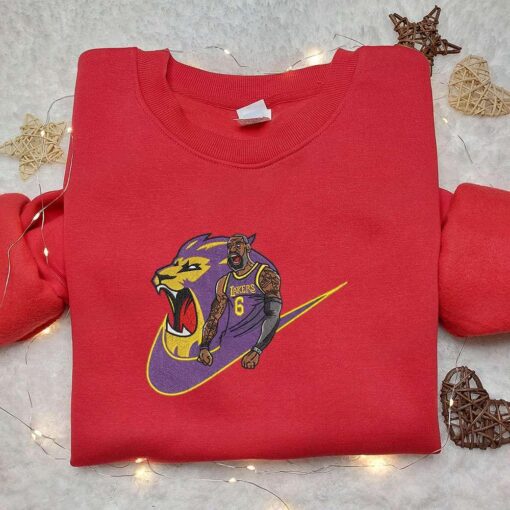 LeBron James Lakers x Nike Embroidered Shirt NBA Sports Embroidered Hoodie Celebrity Embroidered Shirt