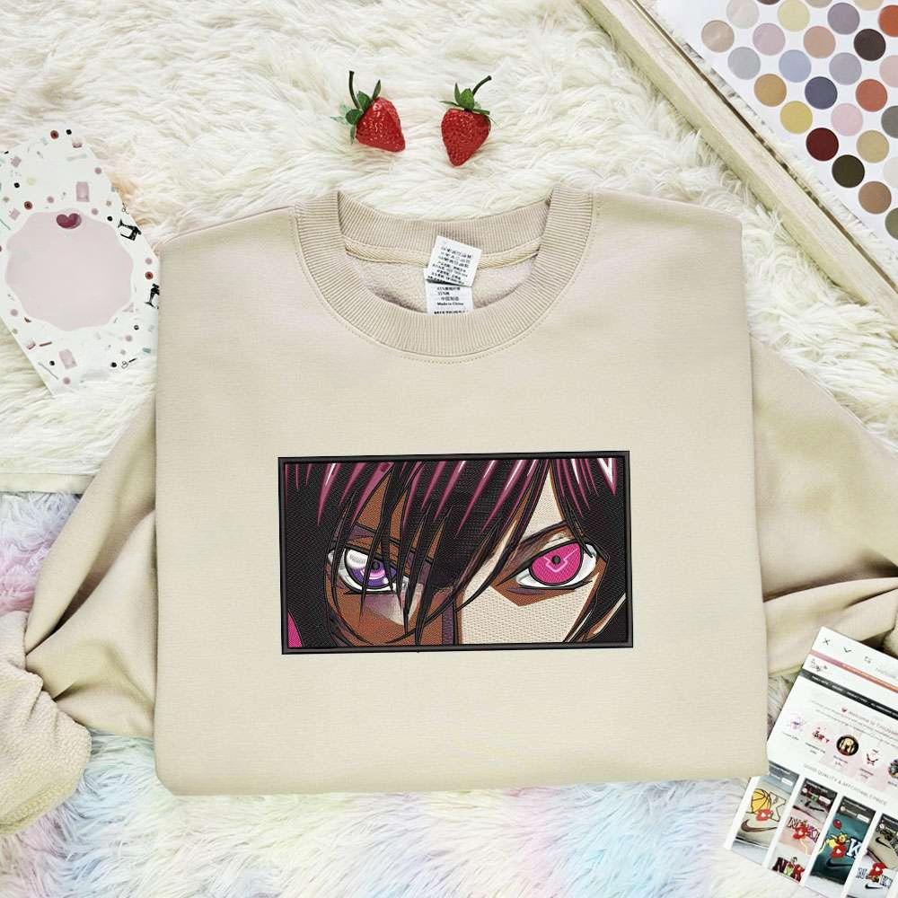 Lelouch Eyes Code Geass Anime Embroidered Shirt , Anime Embroidered T-shirt Sweatshirt Hoodie, Inspired Anime Movie, Best Gift for Anime Fans