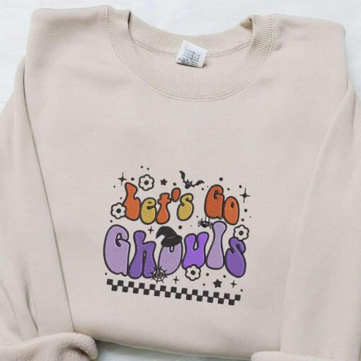 Lets Go Ghouls Embroidered Sweatshirt Cute Halloween Embroidered Hoodie Best Halloween Gift Ideas
