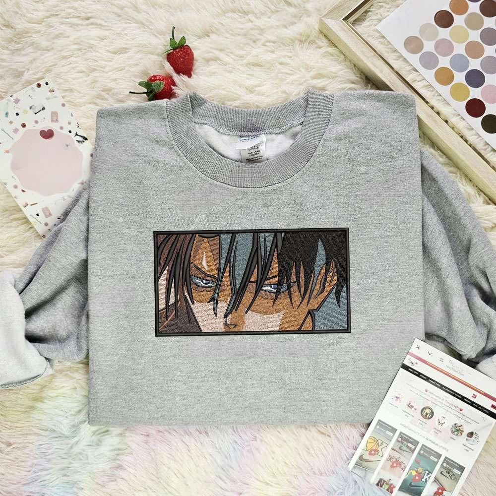 Levi Ackerman Attack On Titan Anime Embroidered Shirt , Anime Embroidered T-shirt Sweatshirt Hoodie, Inspired Anime Movie, Best Gift for Anime Fans