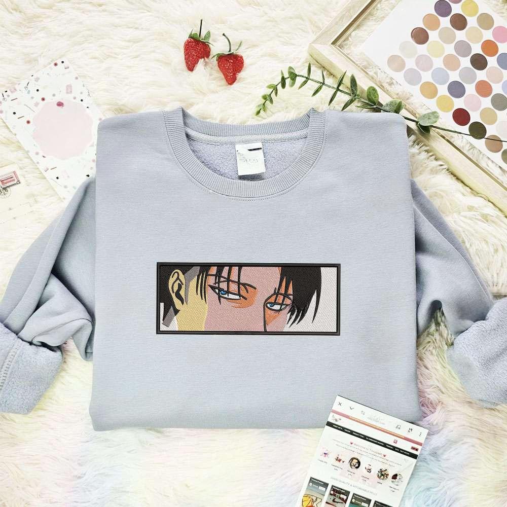 Levi Ackerman Eyes Attack On Titan Anime Embroidered Shirt , Anime Embroidered T-shirt Sweatshirt Hoodie, Inspired Anime Movie, Best Gift for Anime Fans