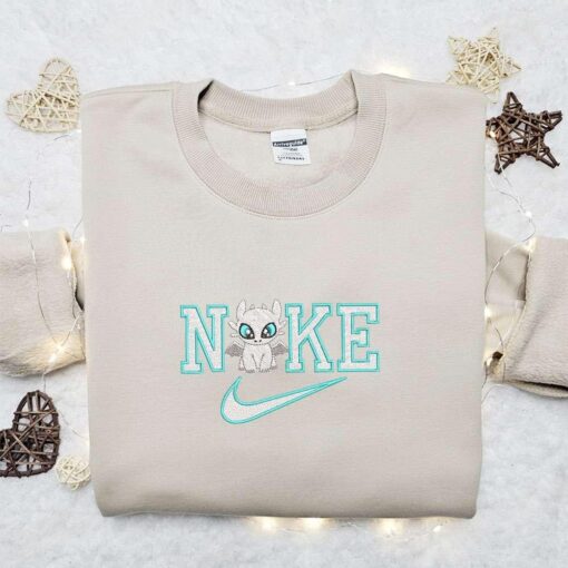 Light Fury x Nike Cartoon Embroidered Hoodie Disney Characters Embroidered Shirt Best Gift Ideas for Family