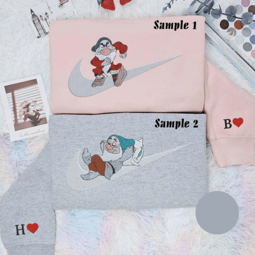 Lightning Mcqueen And Sally Carrera X Nike Couple Embroidered Shirt Disney Cars Embroidered Hoodie Nike Inspired Embroidered Sweatshirt