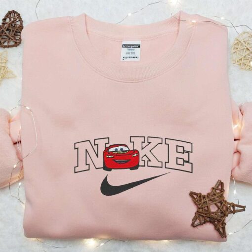 Lightning McQueen x Nike Cartoon Embroidered Shirt Car Embroidered Shirt Nike Inspired Embroidered Shirt