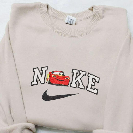 Lightning McQueen x Nike Embroidered Cartoon Sweatshirt Disney Characters Embroidered T shirt Best Birthday Gift Ideas