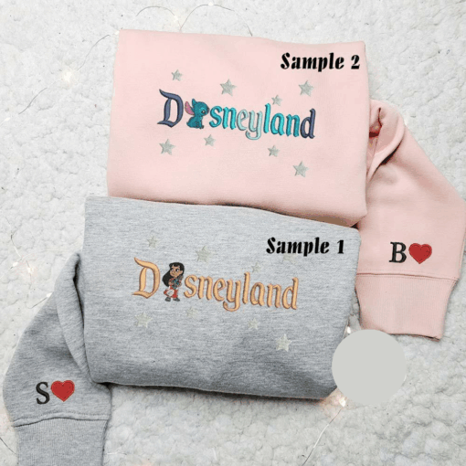 Lilo And Stitch Disneyland Embroidered Couples Shirts