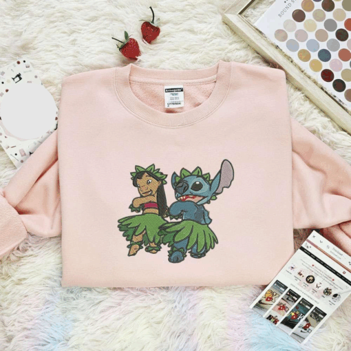 Lilo And Stitch Hula Dance Disney Characters Embroidered Shirt