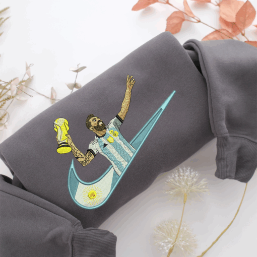 Lionel Messi Swoosh Nike Embroidered Sweatshirt, Nike Movie Inspired, Best Gifts Idea For Him Her - Image 4