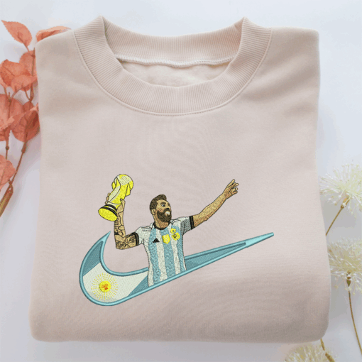 Lionel Messi Swoosh Nike Embroidered Sweatshirt, Nike Movie Inspired, Best Gifts Idea For Him Her