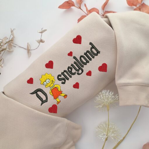 Lisa Simpson Disneyland Embroidery, Disneyland Embroidered Sweatshirt, Movie Disney Inspired, Best Gifts Idea For Him Her