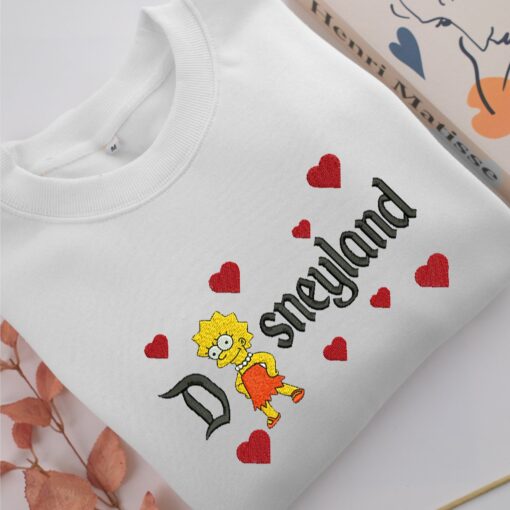 Lisa Simpson Disneyland Embroidery, Disneyland Embroidered Sweatshirt, Movie Disney Inspired, Best Gifts Idea For Him Her - Image 2
