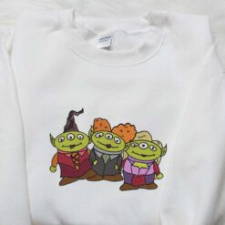 Little Green Aliens Halloween Embroidered Shirt Halloween Embroidered Shirt Best Halloween Gifts for Family