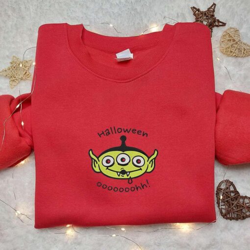 Little Green Men Alien Halloween Ooooh Embroidered Sweatshirt Disney Toy Story Embroidered Hoodie Halloween Embroidered Shirt