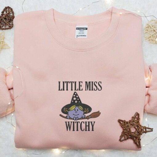 Little Miss Witchy Embroidered T shirt Cute Halloween Embroidered Sweatshirt Best Halloween Gift Ideas