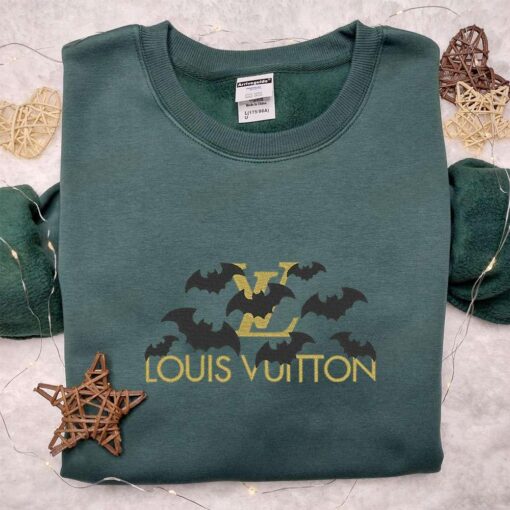 Louis Vuitton Logo With Bats Embroidered Shirt Halloween Embroidered Hoodie Best Gifts For Family
