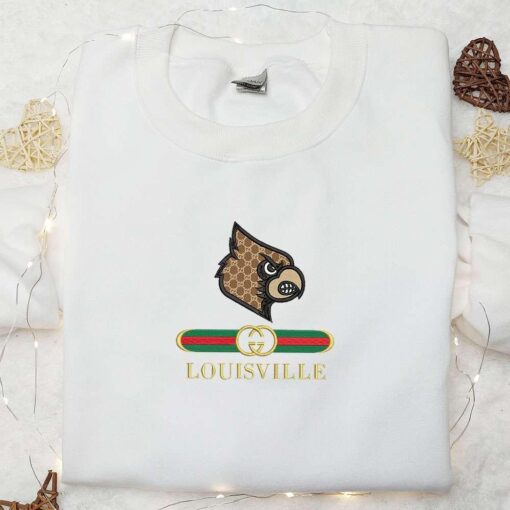 Louisville Cardinals x Gucci Embroidered Shirt NCAA Sports Embroidered Hoodie Best Gift Idea