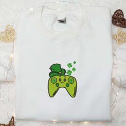 Lucky Game Controller Embroidered Shirt Saint Patricks Day Embroidered Hoodie Best Holiday Gift Ideas