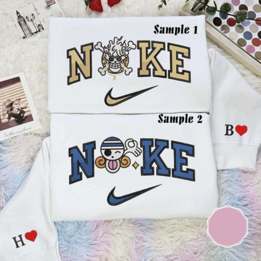 Luffy And Nami Pirate Logo One Piece Anime Embroidered Couples Shirts, Best Gift for Anime Fans