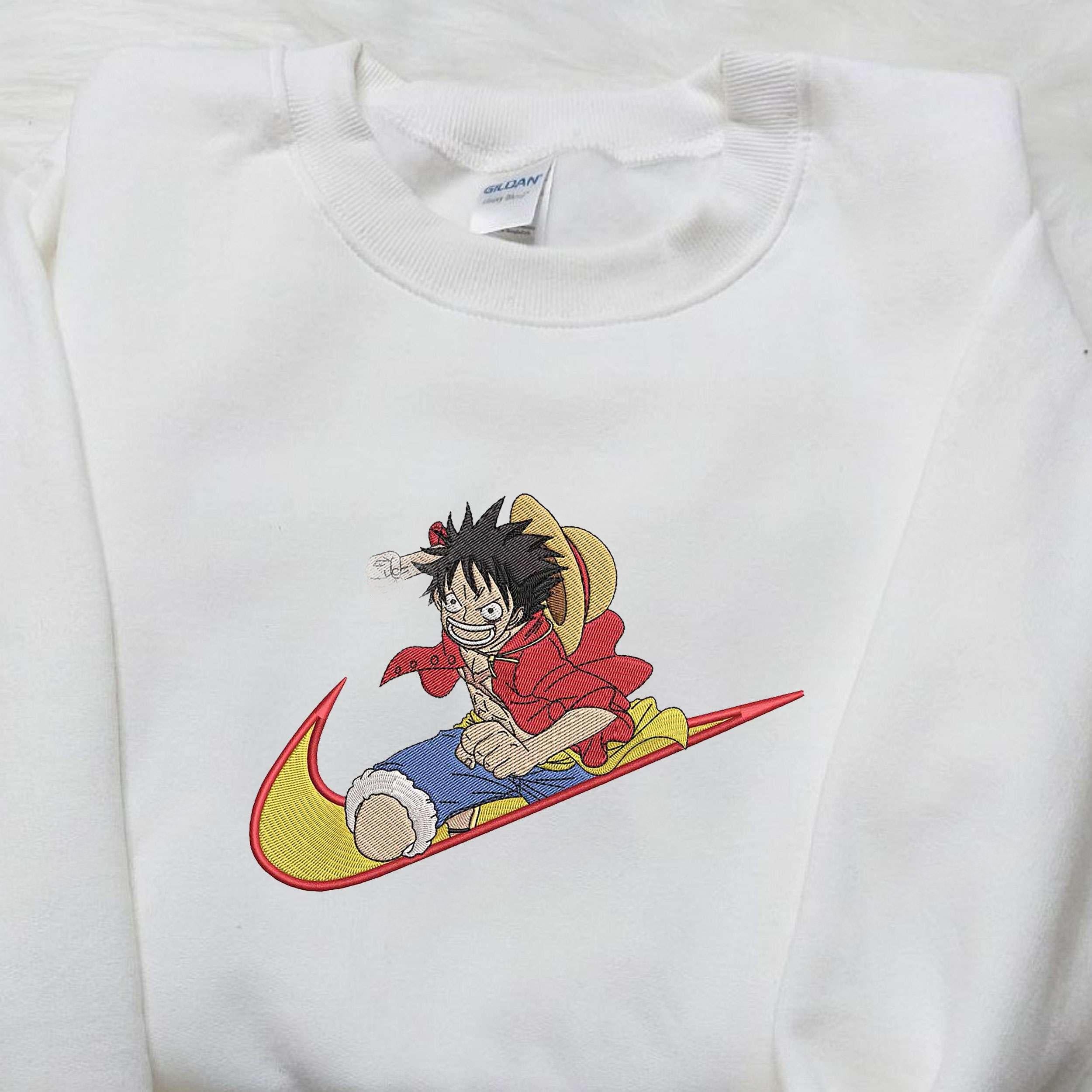 Luffy Embroidered Shirt One Piece Embroidered Shirt Nike x Anime Embroidered Shirt