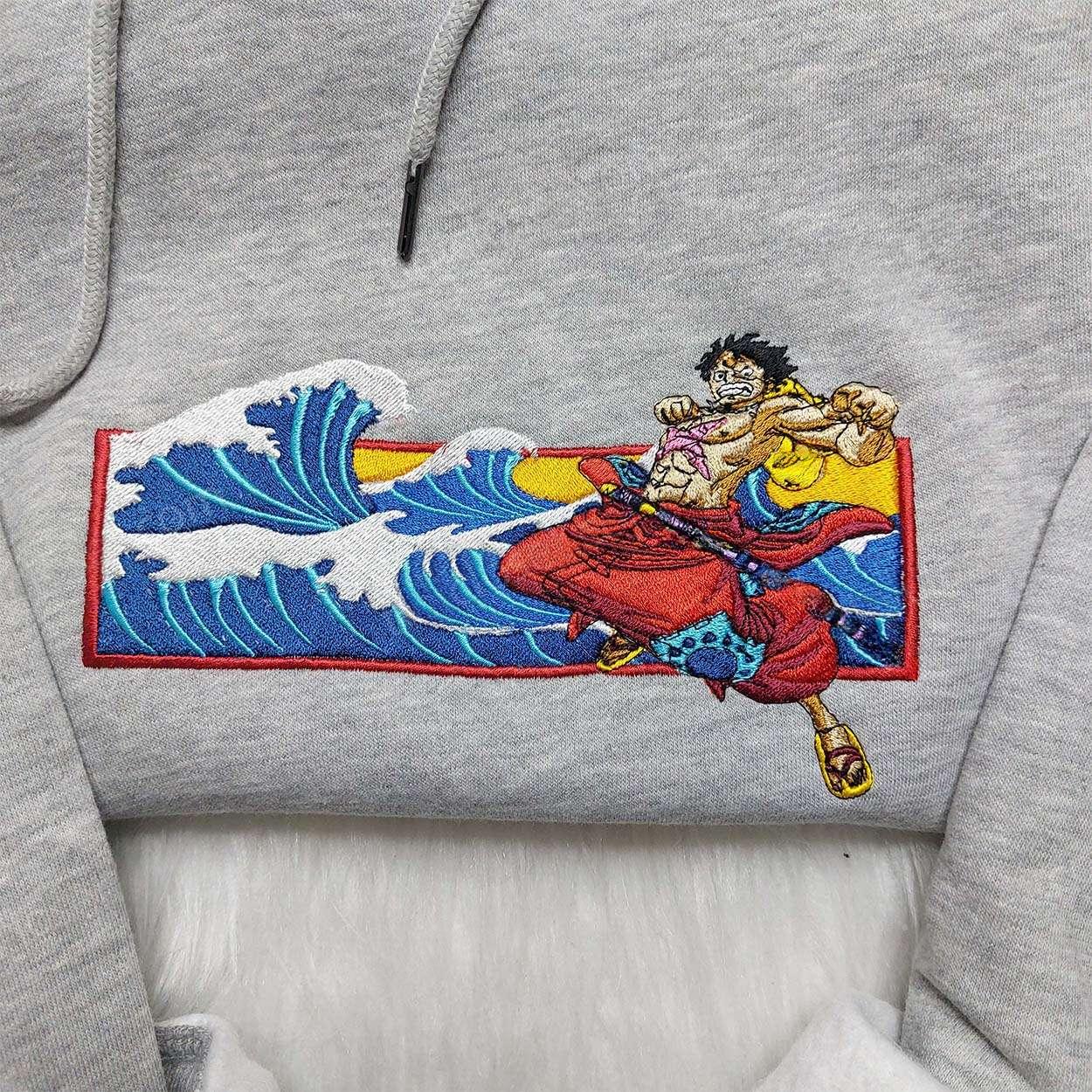 Luffy Embroidered Shirt One Piece Embroidered Sweatshirt Anime Embroidered Hoodie 2 1 , Anime Embroidered T-shirt Sweatshirt Hoodie, Inspired Anime Movie, Best Gift for Anime Fans
