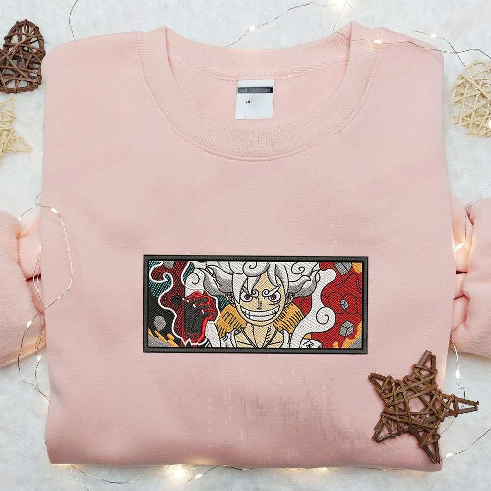 Luffy Gear Embroidered Shirt One Piece Anime Embroidered Hoodie Best Gift Idea 1 , Anime Embroidered T-shirt Sweatshirt Hoodie, Inspired Anime Movie, Best Gift for Anime Fans