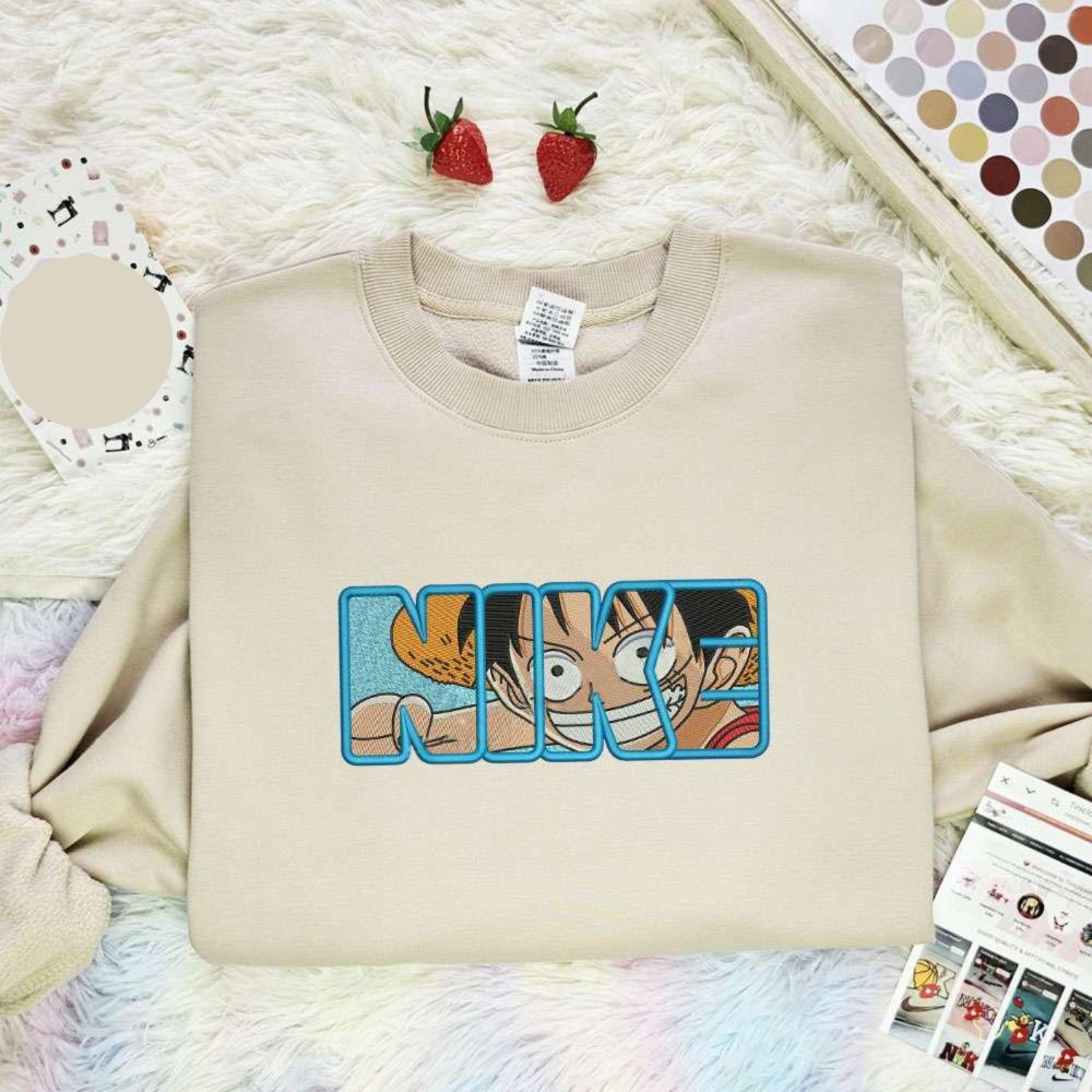 Luffy Happy Smile One Piece Anime Embroidered Shirt Jlthp, Inspired Anime Movie, Best Gift for Anime Fans