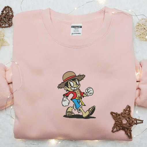 Luffy Old Disney Style One Piece Anime Embroidered Shirt