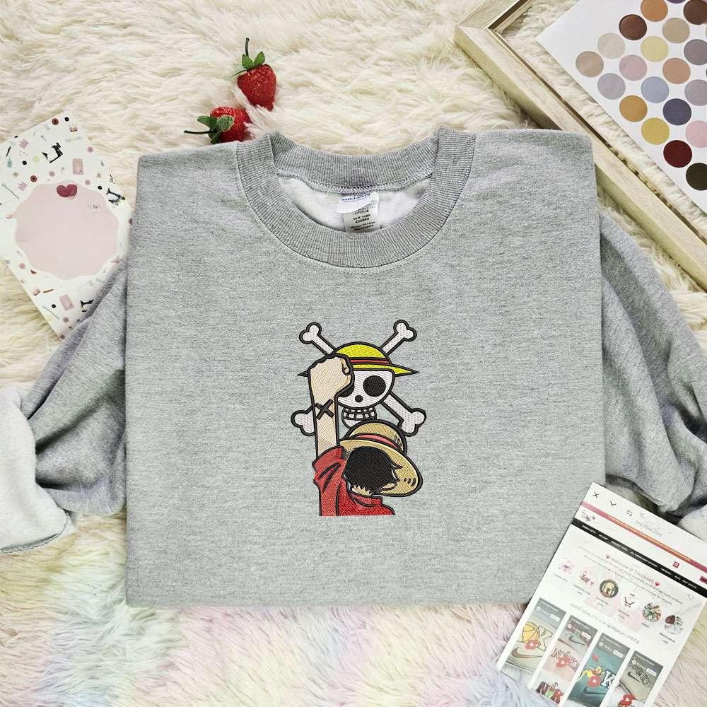 Luffy Spirit One Piece Anime Embroidered Shirt , Anime Embroidered T-shirt Sweatshirt Hoodie, Inspired Anime Movie, Best Gift for Anime Fans