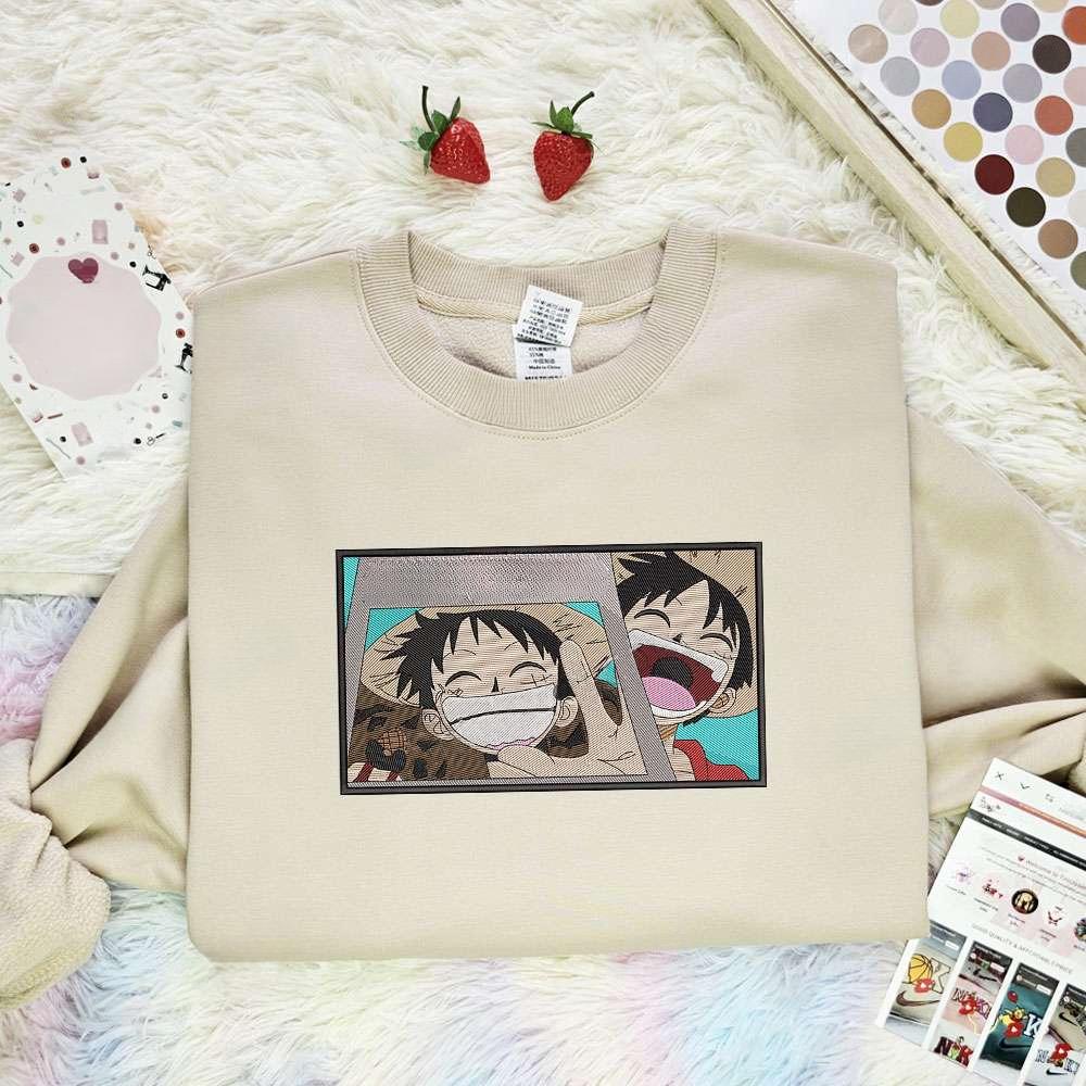 Luffy Wanted Poster One Piece Anime Embroidered Shirt , Anime Embroidered T-shirt Sweatshirt Hoodie, Inspired Anime Movie, Best Gift for Anime Fans