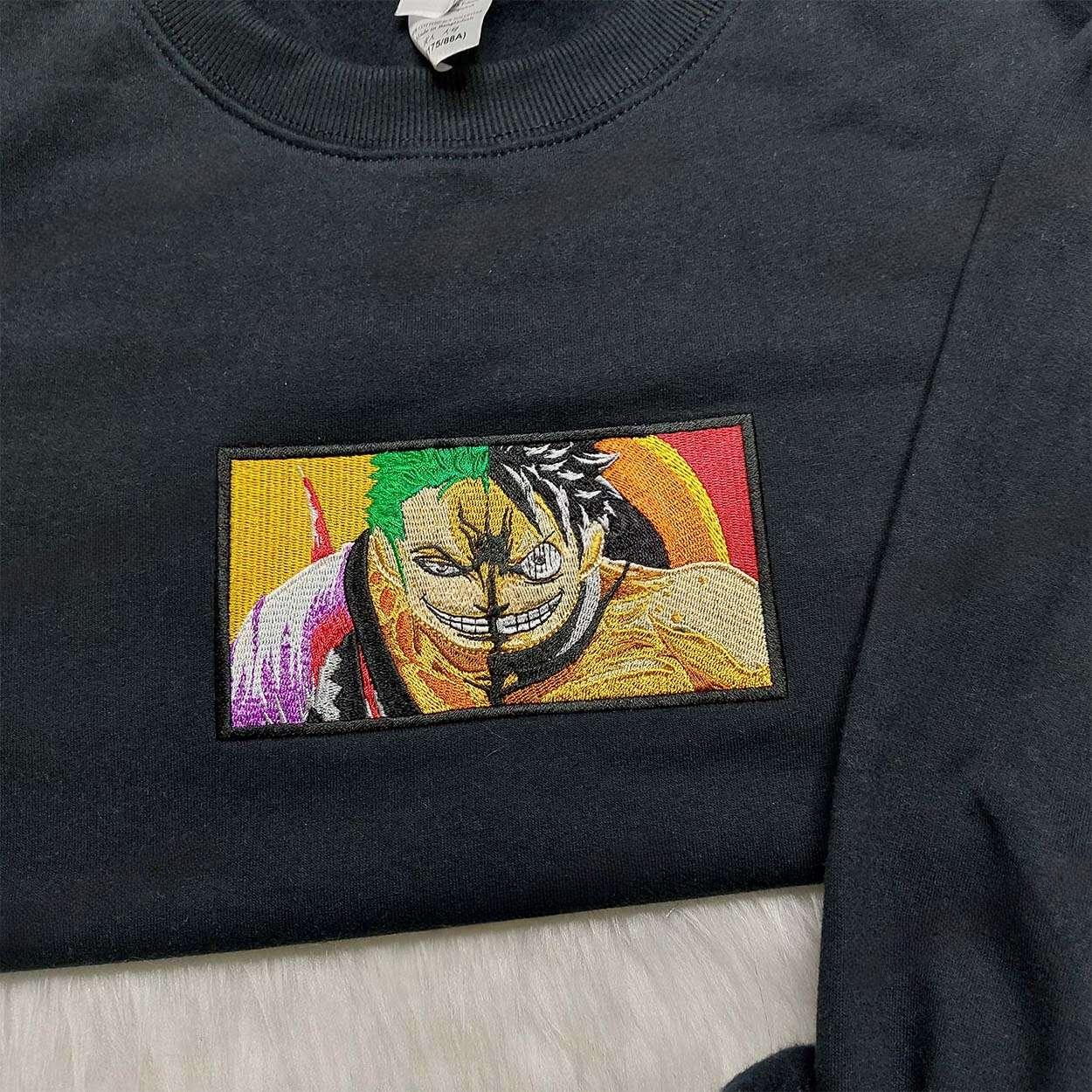 Luffy Zoro Nike Embroidered Sweatshirt One Piece Embroidered Hoodie Hot Topic Anime Shi , Anime Embroidered T-shirt Sweatshirt Hoodie, Inspired Anime Movie, Best Gift for Anime Fans