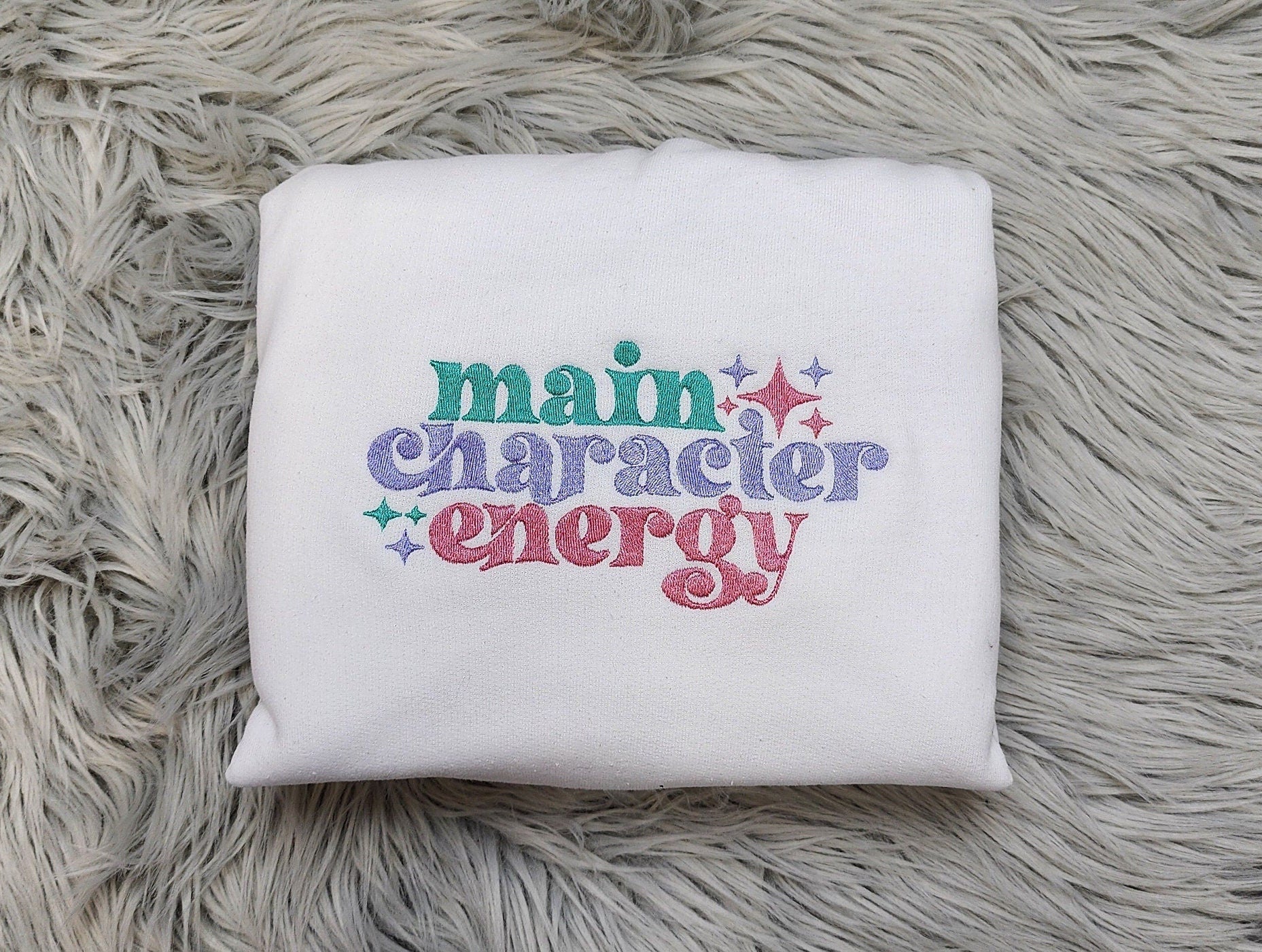 Main Character Energy Embroidered Crewneck -  Bookish Sweatshirt Crewneck - T-Shirt - Sweatshirt - Hoodie - Gift for Her