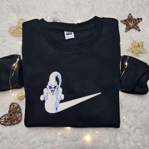 Majin Buu Ghost x Swoosh Anime Embroidered Sweatshirt Nike Inspired Embroidered Hoodie Best Halloween Gifts for Family