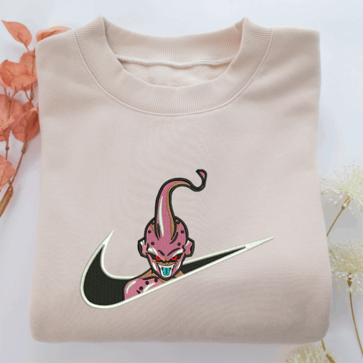 Majin Buu Swoosh Nike Embroidered Sweatshirt, Nike Movie Inspired, Best Gifts Idea For Him Her