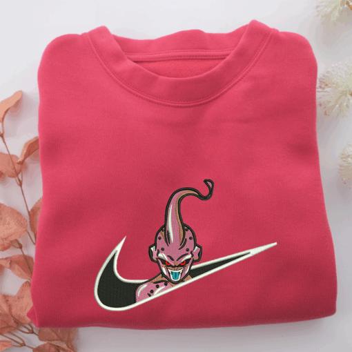 Majin Buu Swoosh Nike Embroidered Sweatshirt, Nike Movie Inspired, Best Gifts Idea For Him Her - Image 5