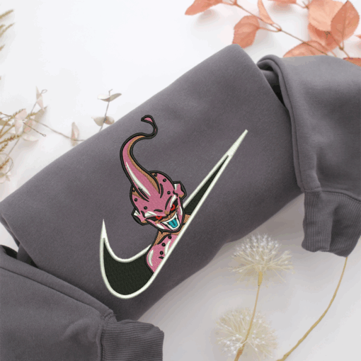Majin Buu Swoosh Nike Embroidered Sweatshirt, Nike Movie Inspired, Best Gifts Idea For Him Her - Image 4