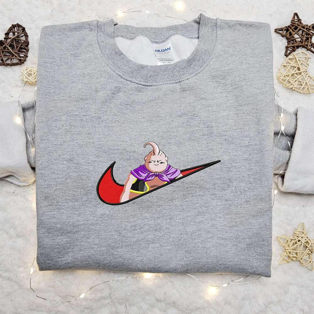 Majin Buu x Nike Anime Embroidered Hoodie Dragon Ball Embroidered Shirt Nike Inspired Embroidered Shirt