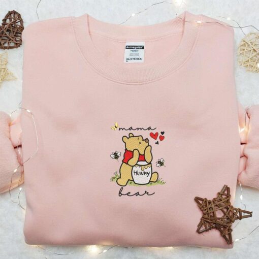 Mama Bear Hunny Embroidered Shirt Mothers Day Embroidered Hoodie Best Gift For Mom