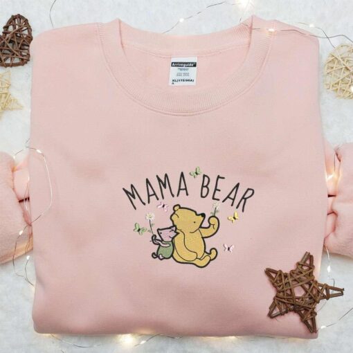 Mama Bear Winnie The Pooh And Piglet Embroidered Shirt Mothers Day Embroidered Hoodie Best Gift For Mom